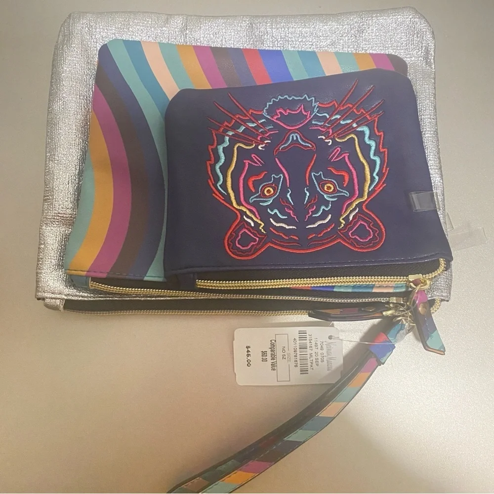 NWT Neiman Marcus 3pc Cosmetic Zip Pouches Set